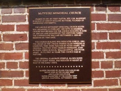 McTyeire Memorial Church Marker. Click for full size. McTyeire Memorial Church Marker image. Click for full size.