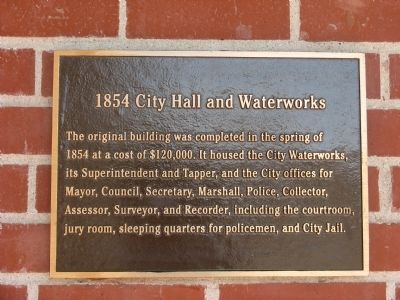 1854 City Hall and Waterworks Marker. Click for full size. 1854 City Hall and Waterworks Marker image. Click for full size.