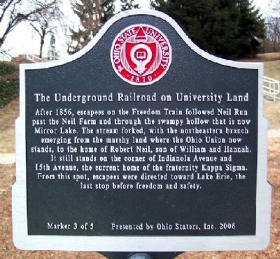 The Underground Railroad on University Land Marker #3 image. Click for full size.