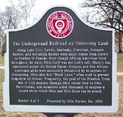 Underground Railroad on University Land Marker #5 image. Click for full size.