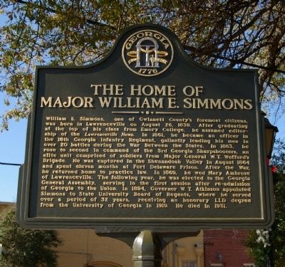 The Home of Major William E. Simmons Marker image. Click for full size.