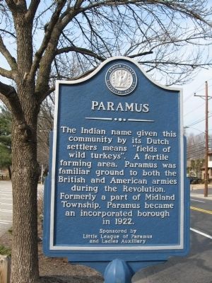 Paramus Historical Marker. Click for full size. Paramus Historical Marker image. Click for full size.