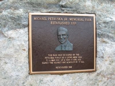 Plaque dedicated to Michael Petruska, Jr. image. Click for full size.
