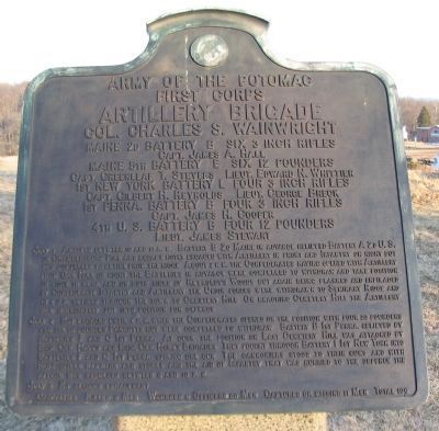 Artillery Brigade, First Corps Tablet. Click for full size. Artillery Brigade, First Corps Tablet image. Click for full size.