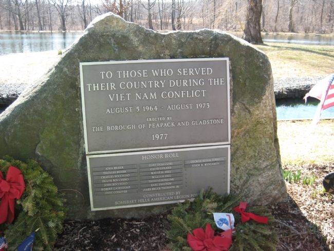 Peapack- Gladstone Liberty Park - Vietnam War Marker. Click for full size. Peapack- Gladstone Liberty Park - Vietnam War Marker image. Click for full size.