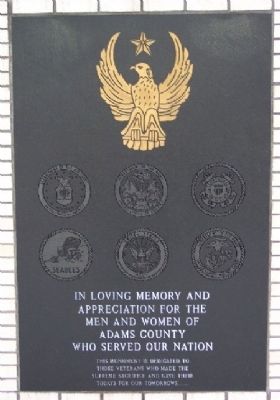 Adams County Veterans Memorial Marker image. Click for full size.