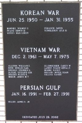 Adams County Veterans Memorial Korea, Vietnam, Persian Gulf Panel image. Click for full size.
