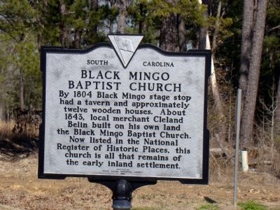 Black Mingo Baptist Church Face of Marker. Click for full size. Black Mingo Baptist Church Face of Marker image. Click for full size.