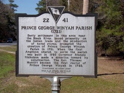 Prince George Winyah Parish Face of Marker image. Click for full size.