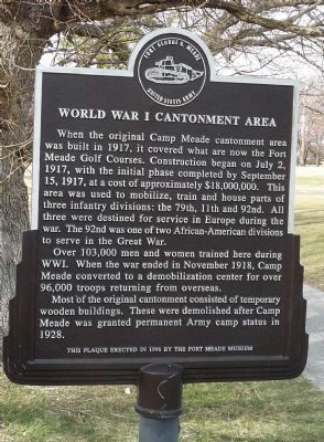 World War I Cantonment Area Marker image. Click for full size.