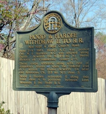 Hood & Hardee Withdraw E. to R.R. Marker image. Click for full size.