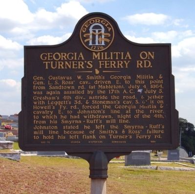Georgia Militia on Turner's Ferry Road Marker image. Click for full size.