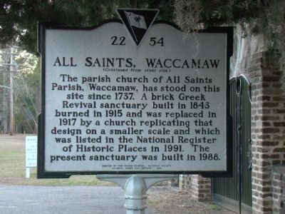 All Saints, Waccamaw Face of Marker image. Click for full size.