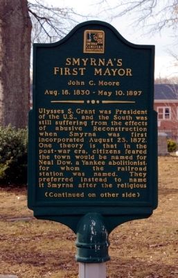 Smyrna’s First Mayor Marker image. Click for full size.