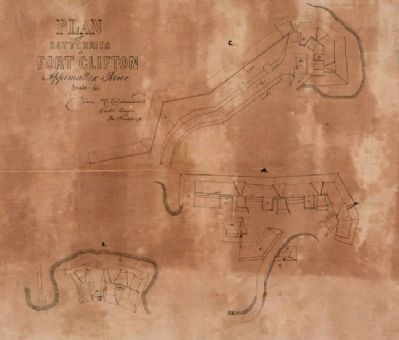 Plan of batteries at Fort Clifton, Appomattox River.. Click for full size. Plan of batteries at Fort Clifton, Appomattox River. image. Click for full size.