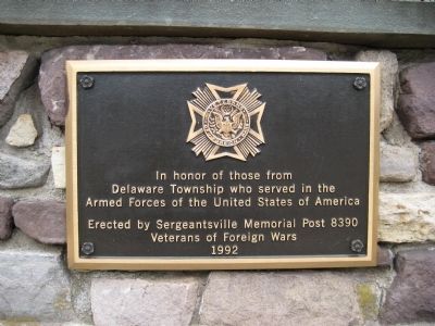 Delaware Township Veterans Marker. Click for full size. Delaware Township Veterans Marker image. Click for full size.
