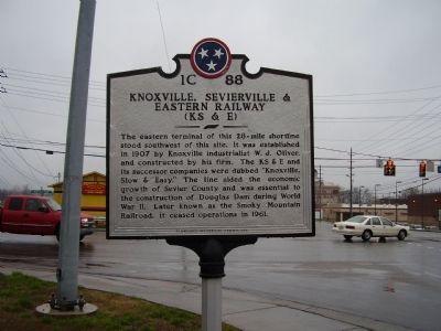 Knoxville, Sevierville & Eastern Railway Marker image. Click for full size.