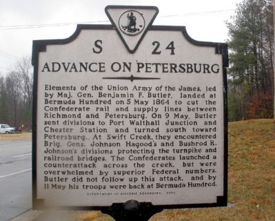 Advance on Petersburg Marker image. Click for full size.