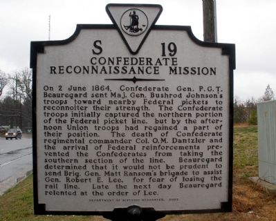 Confederate Reconnaissance Mission Marker image. Click for full size.