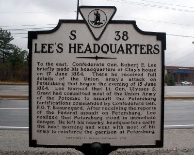 Lee's Headquarters Marker image. Click for full size.