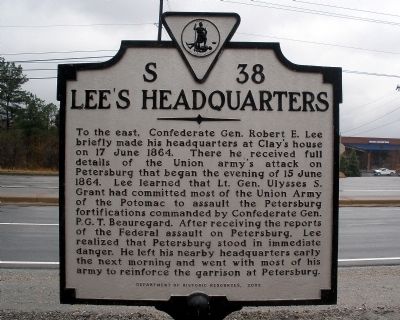 Lee's Headquarters Marker. Click for full size. Lee's Headquarters Marker image. Click for full size.
