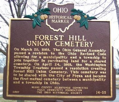 Forest Hill Union Cemetery Marker image. Click for full size.