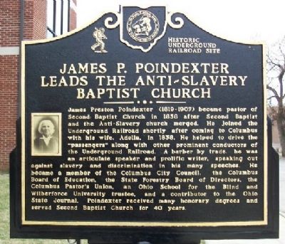 James P. Poindexter Leads the Anti-Slavery Baptist Church Marker (Side B) image. Click for full size.