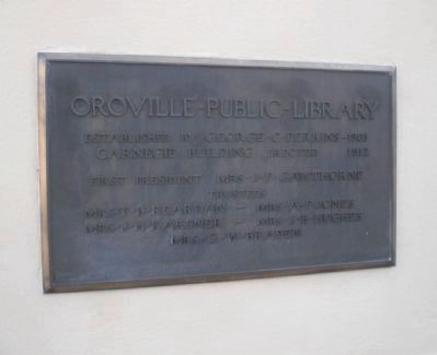 Oroville Carnegie Library Dedication Plaque image. Click for full size.