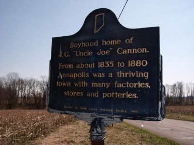 Looking South - - Boyhood home of J. G. "Uncle Joe" Cannon. Marker image. Click for full size.