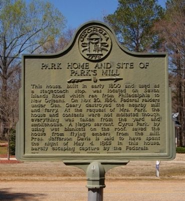 Park Home and Site of Parks Mill Marker image. Click for full size.