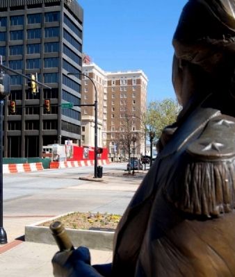 Nathanael Greene Overlooking<br>Corner of Main and Broad. Click for full size. Nathanael Greene Overlooking<br>Corner of Main and Broad image. Click for full size.