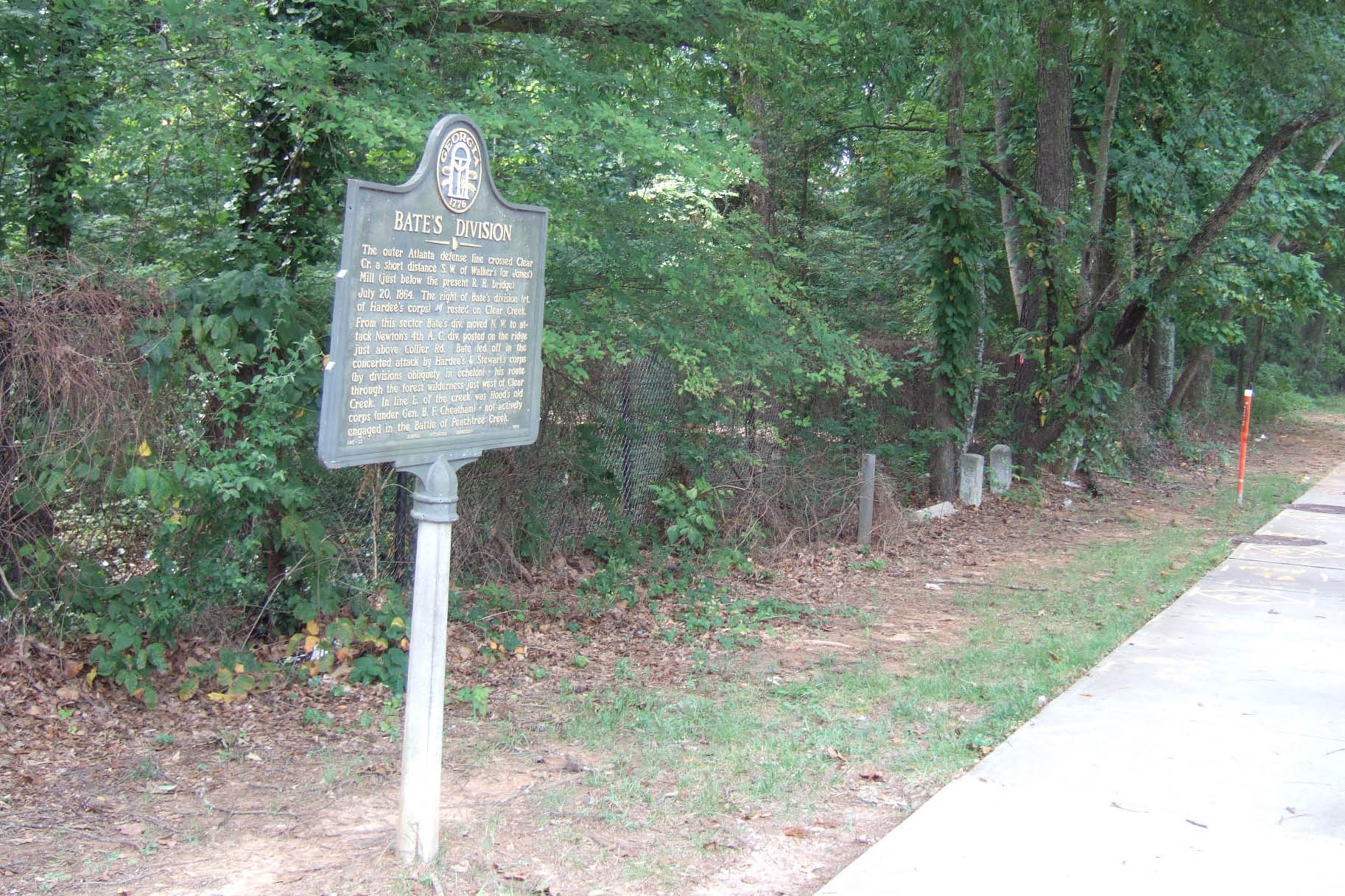 Bate’s Division Marker on Piedmont Road from direction of Westminister Drive