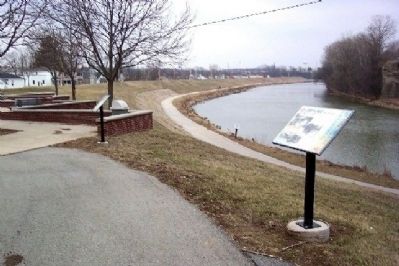 The 1913 Flood Marker in Lock Nine Riverfront Park image, Touch for more information