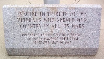 Piqua Veterans Memorial Marker. Click for full size. Piqua Veterans Memorial Marker image. Click for full size.