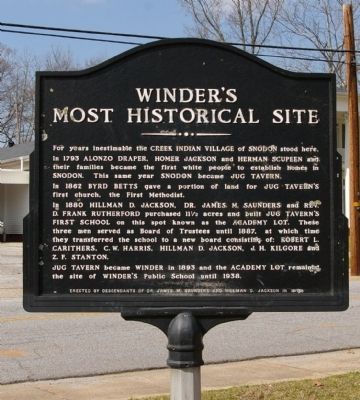 Winder's Most Historical Site Marker. Click for full size. Winder's Most Historical Site Marker image. Click for full size.