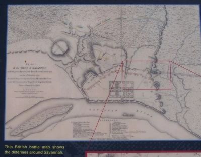 Marker's upper picture: British Plan of the Siege of Savannah. Click for full size. Marker's upper picture: British Plan of the Siege of Savannah image. Click for full size.