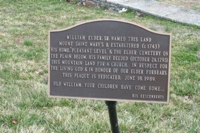 William Elder, Sr. Marker. Click for full size. William Elder, Sr. Marker image. Click for full size.