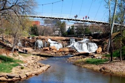Upper Reedy River Falls -<br>Spanned by Liberty Bridge. Click for full size. Upper Reedy River Falls -<br>Spanned by Liberty Bridge image. Click for full size.