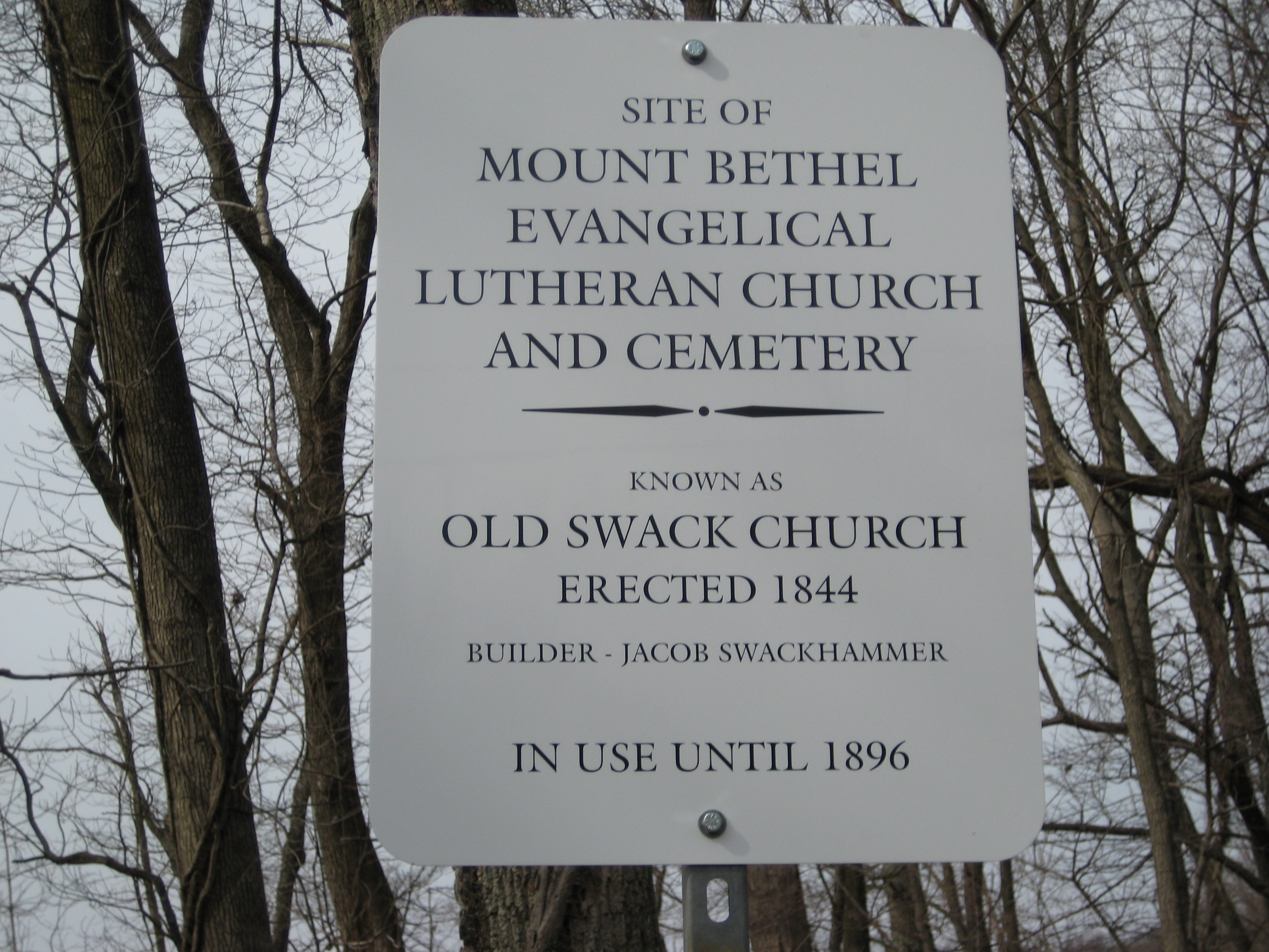 Site of Mount Bethel Evangelical Lutheran Church and Cemetery Marker