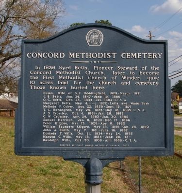 Concord Methodist Cemetery Marker. Click for full size. Concord Methodist Cemetery Marker image. Click for full size.