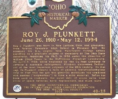 Roy J. Plunkett Marker image. Click for full size.