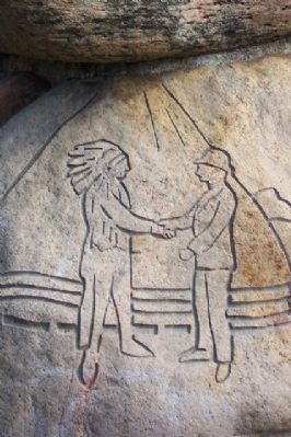 Handshake Engraving on Bill Moose Crowfoot Memorial image. Click for full size.