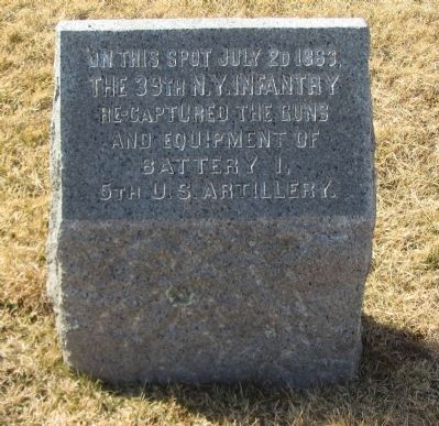 39th New York Infantry Marker. Click for full size. 39th New York Infantry Marker image. Click for full size.