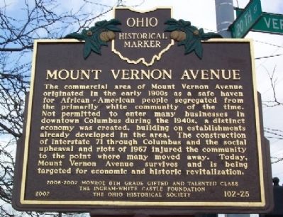 Mount Vernon Avenue Marker. Click for full size. Mount Vernon Avenue Marker image. Click for full size.