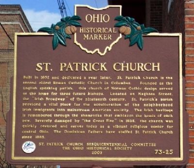 St. Patrick Church Marker (Side A) image. Click for full size.