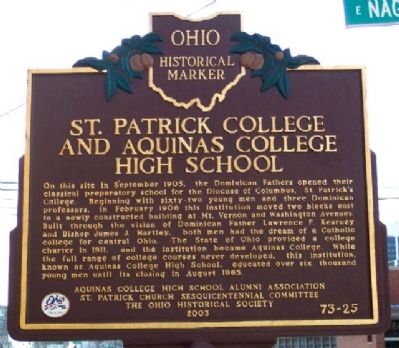 St. Patrick College and Aquinas College High School Marker (Side B) image. Click for full size.