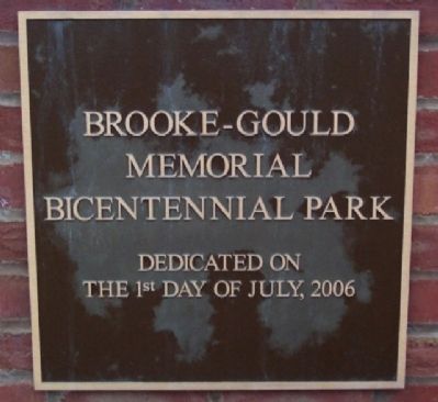 Brooke-Gould Memorial Centennial Park Marker image. Click for full size.