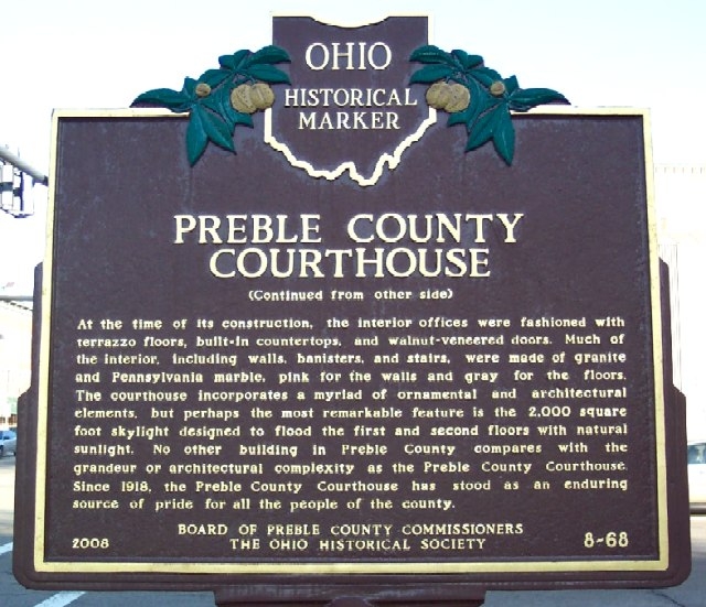 Preble County Courthouse Marker (Side B)