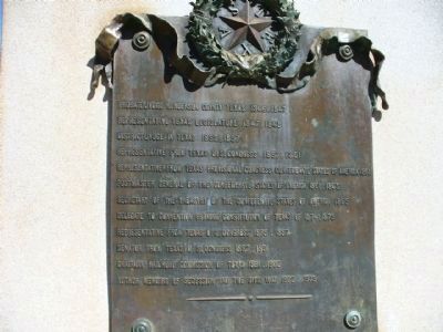 Plaque attached to the John H. Reagan Monument Marker image. Click for full size.