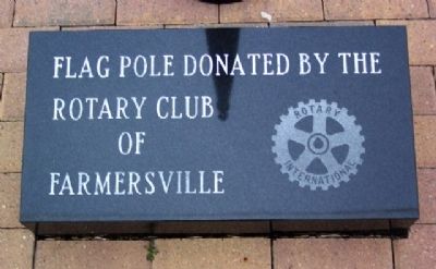 Farmersville Fire Department Flag Pole Marker. Click for full size. Farmersville Fire Department Flag Pole Marker image. Click for full size.